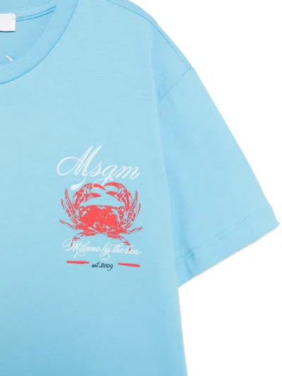 Msgm Graphic T-shirt In Blue
