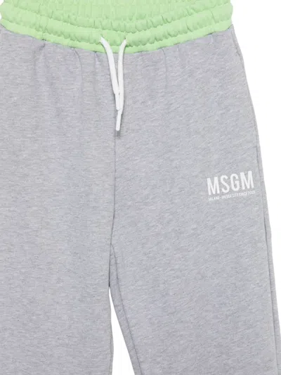 Msgm Logo Drawstring Track Pants In Gray
