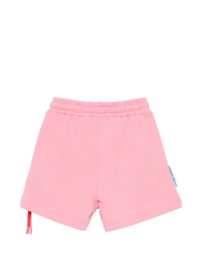 Msgm Logo-embroidered Drawstring Shorts In Pink