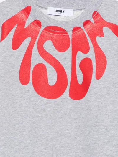 Msgm Logo-print Cotton Sweatshirt In Gray