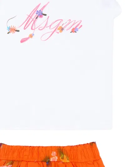 Msgm Cotton Ruffled Set In Multi