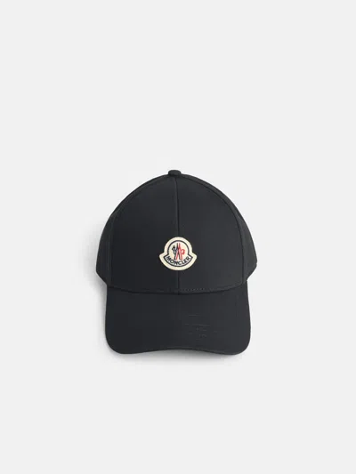 Moncler Black Cotton Cap In Black