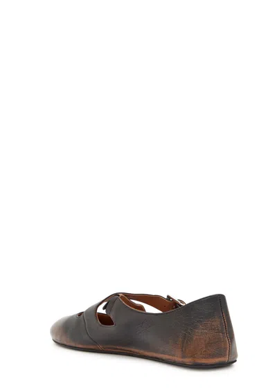 Alaïa Ld-finished Leather Criss-crossed Ballerinas In Brown