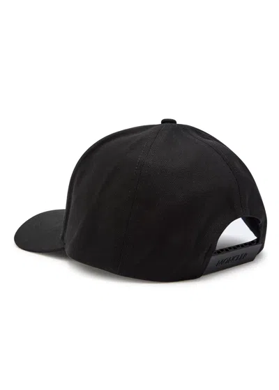 Moncler Black Baseball Cap With Logo Patch In Black