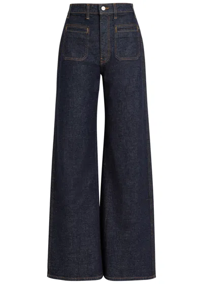 Khaite Delmonico Patch Pocket Wide-leg Jeans In Blue