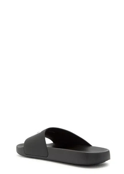 Givenchy Black Sandals With Wide Band And Contrasting Logo Patch In Rubber Man