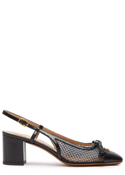 Valentino Garavani Valet Du Roi Slingback Pump In Mesh And Kidskin 60mm Woman Black 41.5 In Black