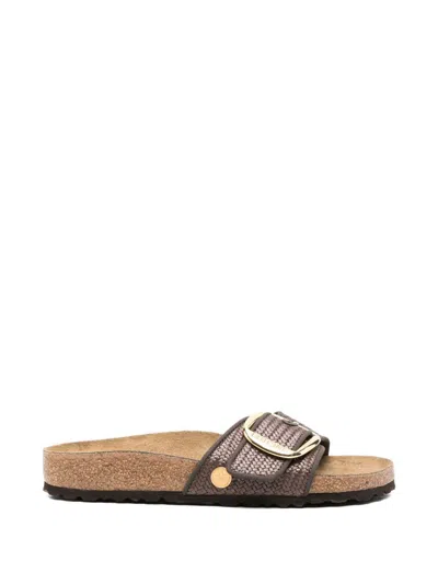 Birkenstock Madrid Raffia Big Buckle Carafe Sandal In Brown