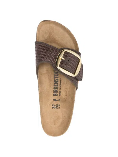 Birkenstock Madrid Raffia Big Buckle Carafe Sandal In Brown