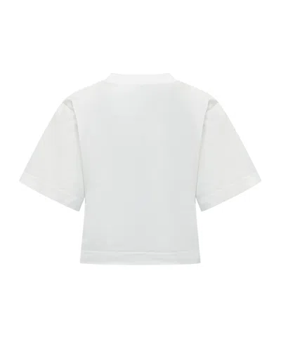 Off-white Floral Graphic Cropped Crew Neck Top In White