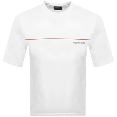 Dsquared2 Men White Crewneck T-shirt With Logo Lettering On The Front In Cotton Man In White