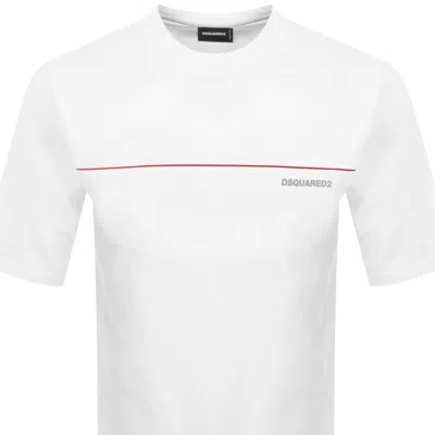 Dsquared2 Men White Crewneck T-shirt With Logo Lettering On The Front In Cotton Man In White