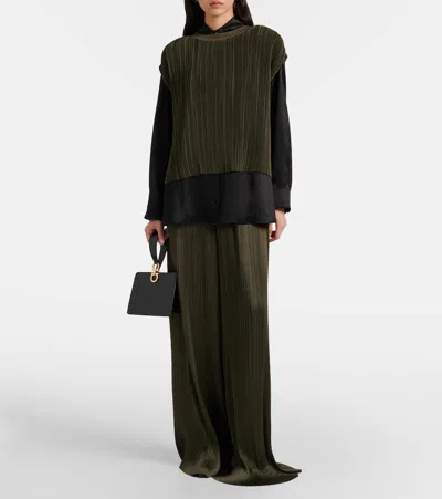 Joseph Cedre Pleated Satin Top In Green