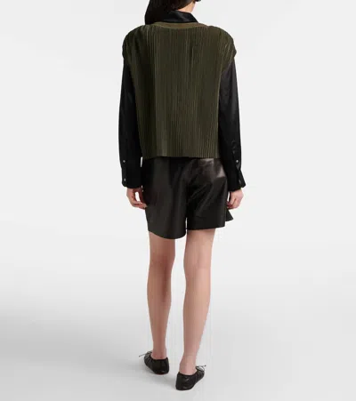 Joseph Cedre Pleated Satin Top In Green