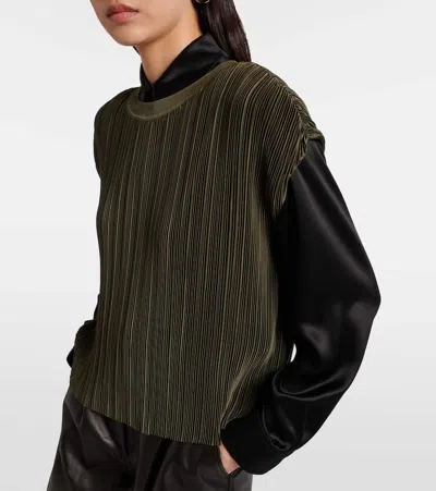 Joseph Cedre Pleated Satin Top In Green