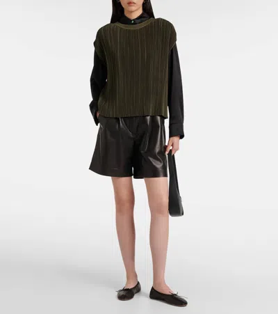 Joseph Cedre Pleated Satin Top In Green