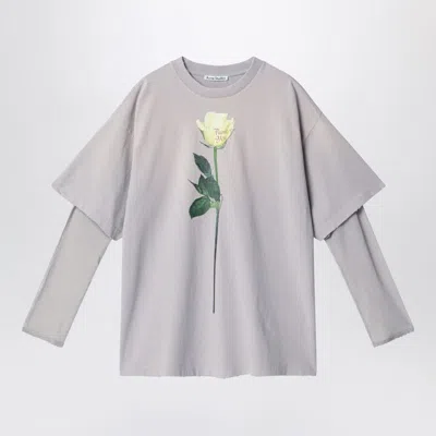 Acne Studios Women Cotton T-shirt With A Floral Print With A Contrasting Logo In Multi