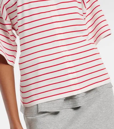 Plan C Striped Cotton Jersey T-shirt In White