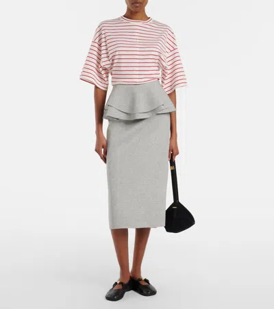 Plan C Striped Cotton Jersey T-shirt In White