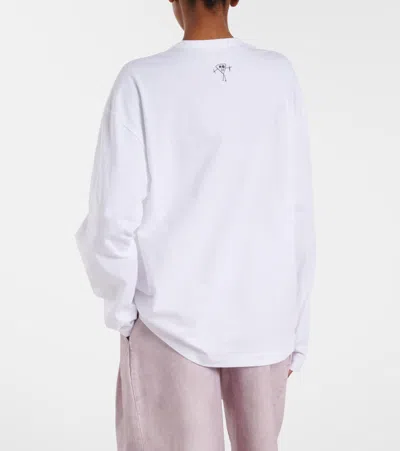 Plan C Printed Cotton Jersey T-shirt In White