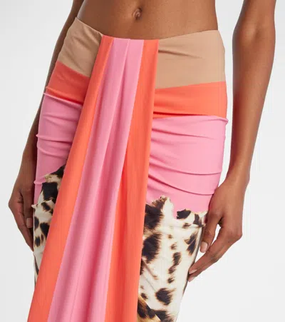 Roberto Cavalli Leopard-print Asymmetric Maxi Skirt In Multi
