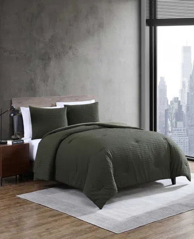 Kenneth Cole Houndstooth Comforter Set In Green