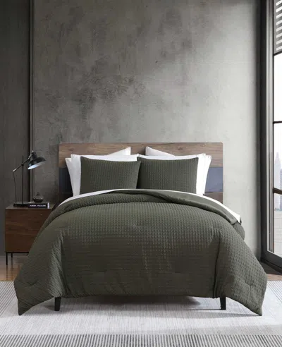 Kenneth Cole Houndstooth Comforter Set In Green