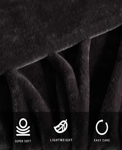 Kenneth Cole Faux Fur Solid Throw Blankets In Black