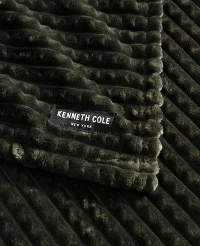 Kenneth Cole Textured Solid Throw Blanket In Green