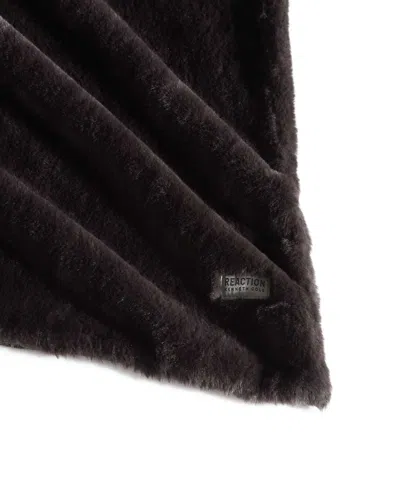 Kenneth Cole Faux Fur Solid Throw Blankets In Black