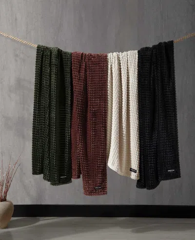 Kenneth Cole Textured Solid Throw Blanket In Green