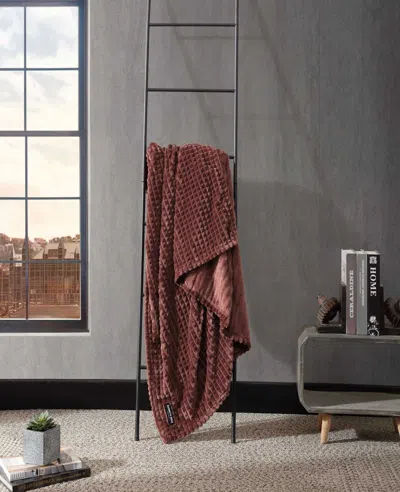 Kenneth Cole Textured Solid Throw Blanket In Brown