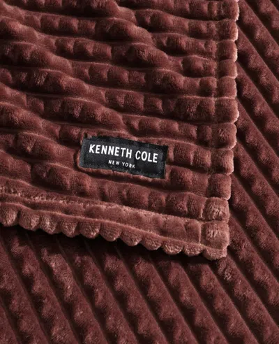 Kenneth Cole Textured Solid Throw Blanket In Brown