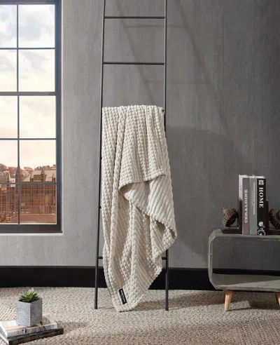 Kenneth Cole Textured Solid Throw Blanket In Neutral