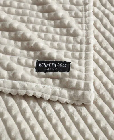Kenneth Cole Textured Solid Throw Blanket In Neutral
