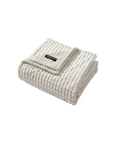 Kenneth Cole Textured Solid Throw Blanket In Neutral