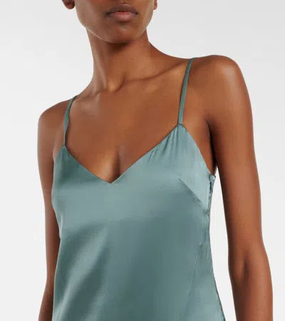 Acne Studios Satin Midi Dress With Lace Inserts In Blue