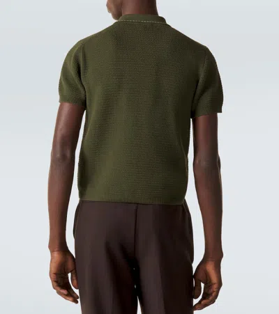 Versace Knit Shirt Chest Pocket Contrast Stitching In Green