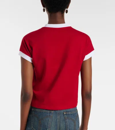 Versace Cotton V Neck Top Short Sleeves Buttons In Multi