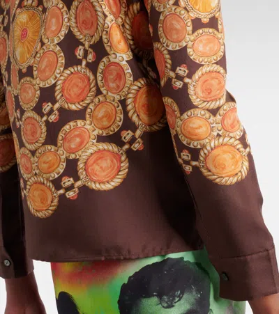 Versace Shirt Printed Shirt Look 62 Brown With Printed Silk Motif For Women