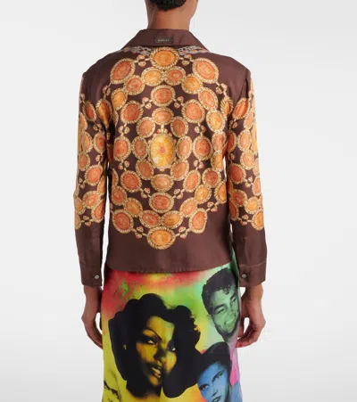 Versace Shirt Printed Shirt Look 62 Brown With Printed Silk Motif For Women