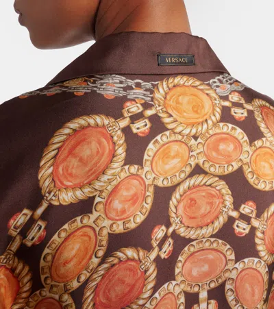 Versace Shirt Printed Shirt Look 62 Brown With Printed Silk Motif For Women