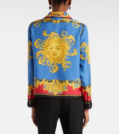 Versace Barocco Print Silk Twill Bowling Shirt In Multi