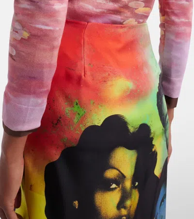 Versace Printed Silk Twill Pencil Skirt In Animal Print