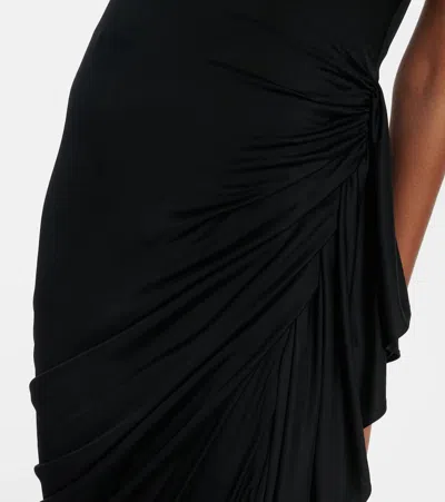 Versace Draped Viscose Liquid Jersey Gown In Black
