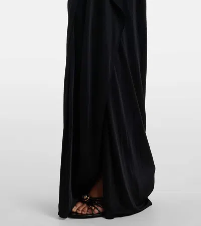 Versace Draped Viscose Liquid Jersey Gown In Black