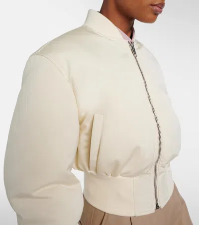 Balenciaga Cropped Bomber Jacket In Technical Faille In Neutral