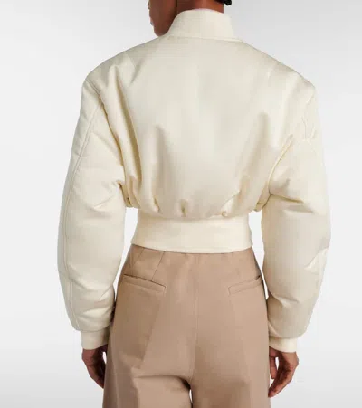 Balenciaga Cropped Bomber Jacket In Technical Faille In Neutral