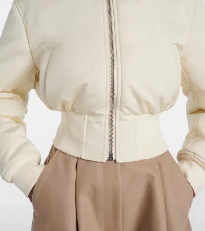 Balenciaga Cropped Bomber Jacket In Technical Faille In Neutral