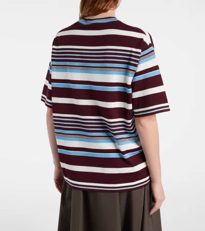 Prada Amaranth And Light Blue Striped Cotton T-shirt In Multi
